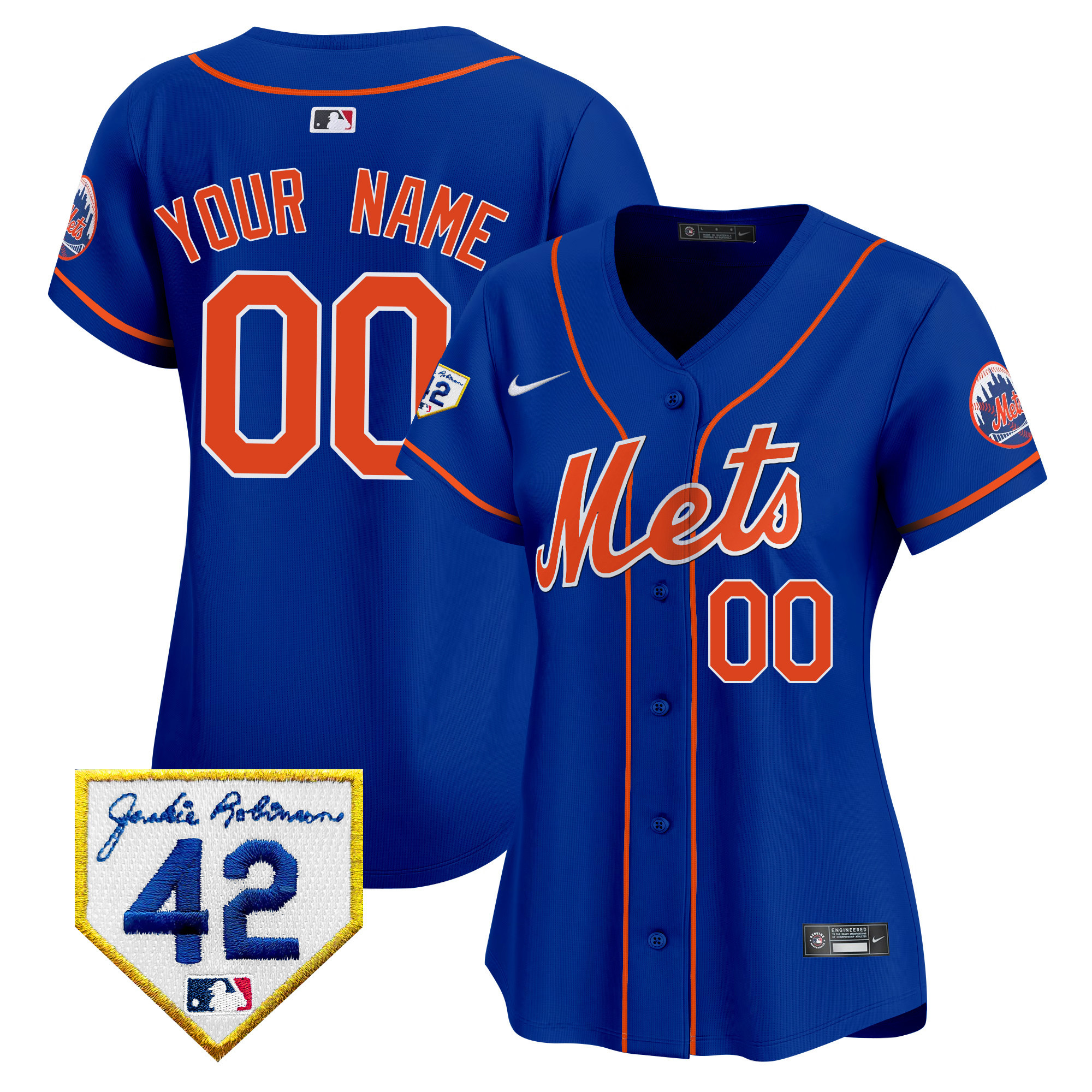 New York Mets 2024 Jackie Robinson Patch Vapor Premier Limited Custom Royal Jersey - All Stitched