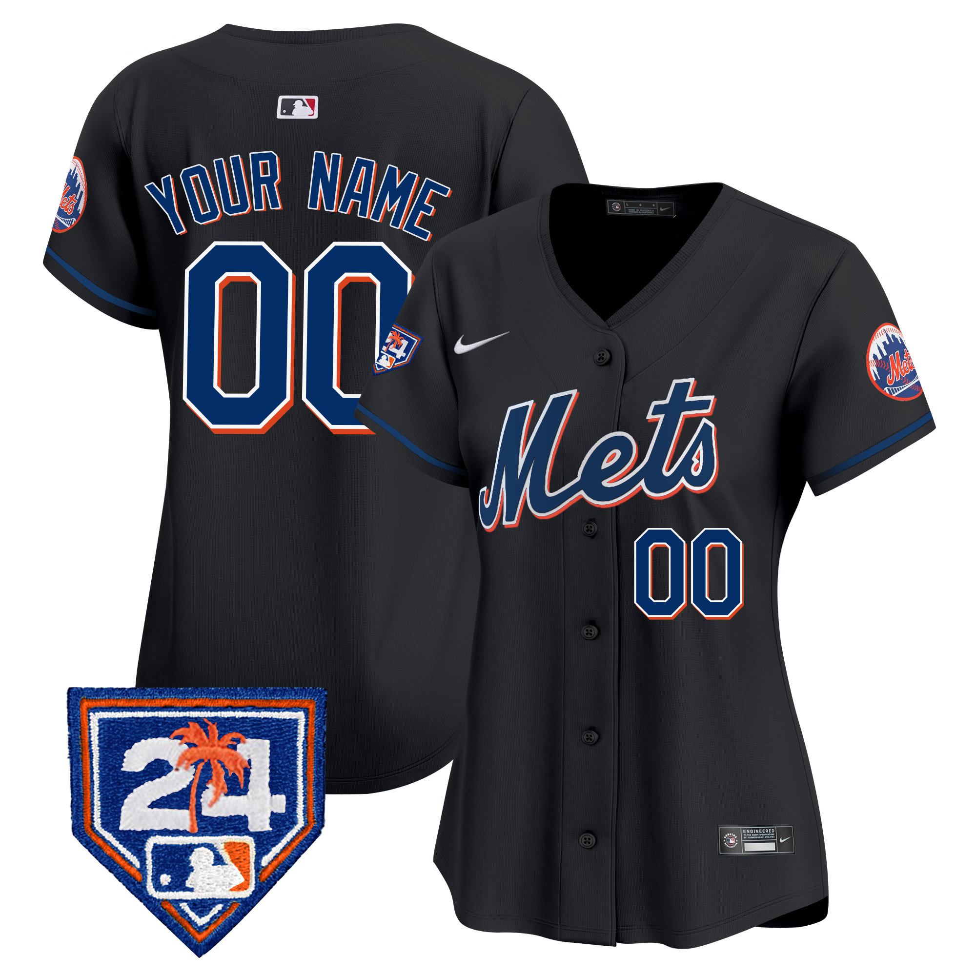 New York Mets 2024 Spring Training Vapor Premier Elite Custom V2 Black Jersey - All Stitched