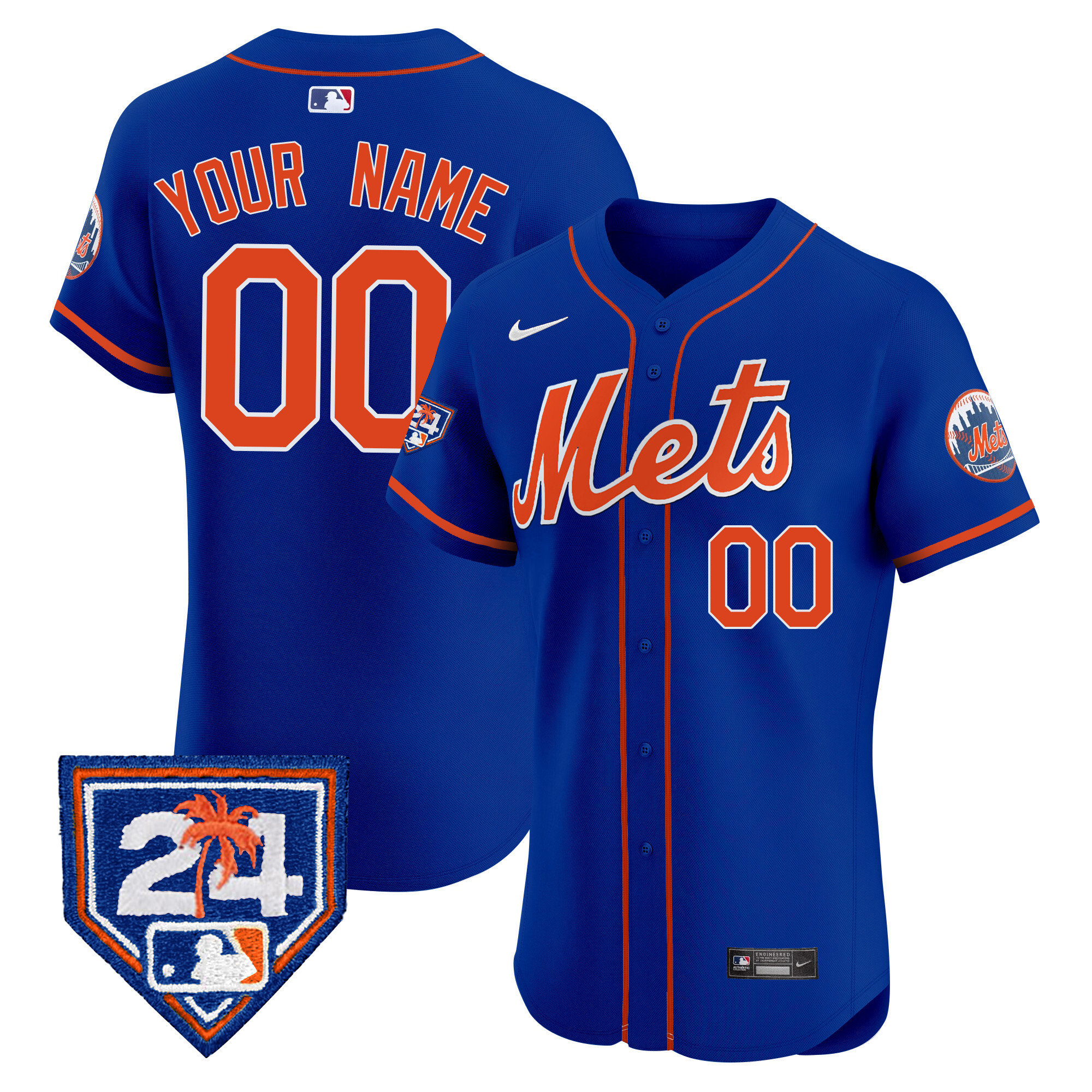 New York Mets 2024 Spring Training Vapor Premier Elite Custom V2 Royal Jersey - All Stitched