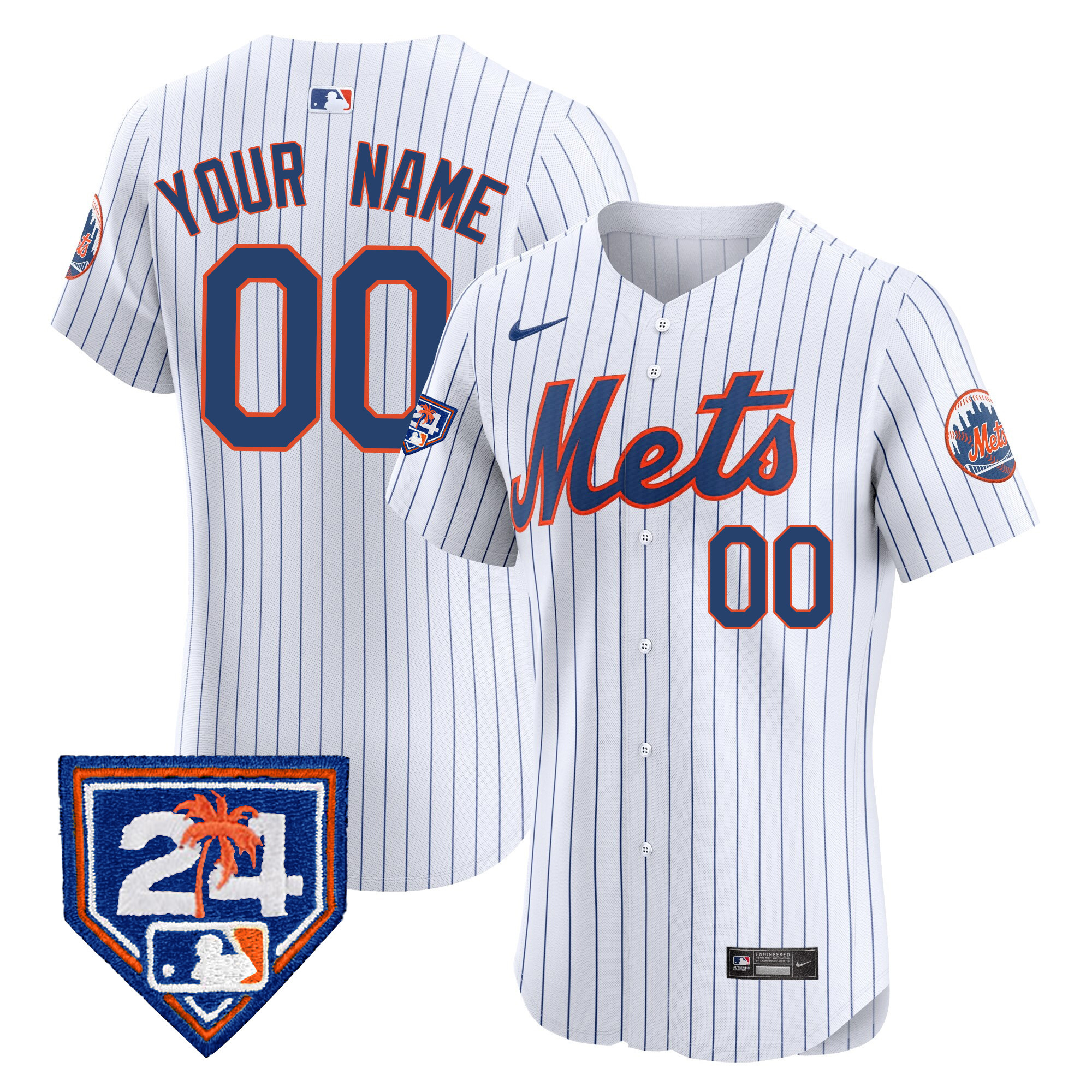 New York Mets 2024 Spring Training Vapor Premier Elite Custom V2 White Jersey - All Stitched