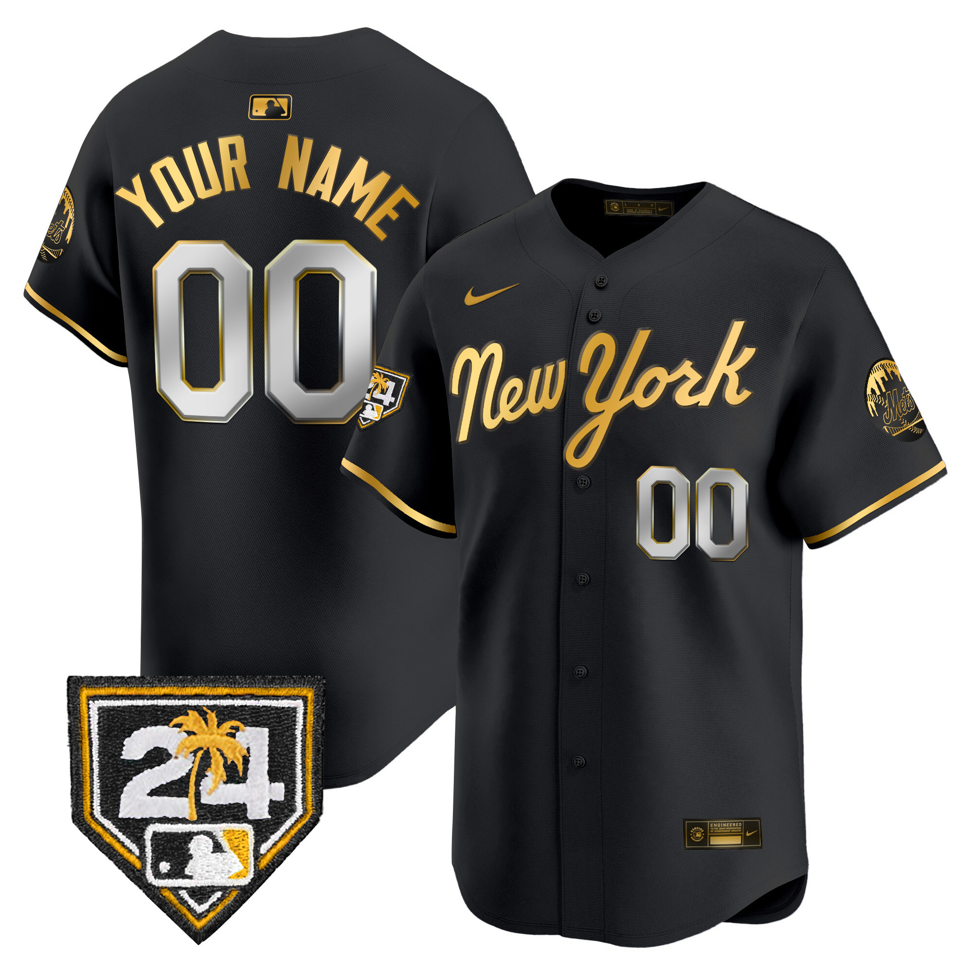 New York Mets 2024 Spring Training Vapor Premier Limited Custom Black Gold Jersey - All Stitched