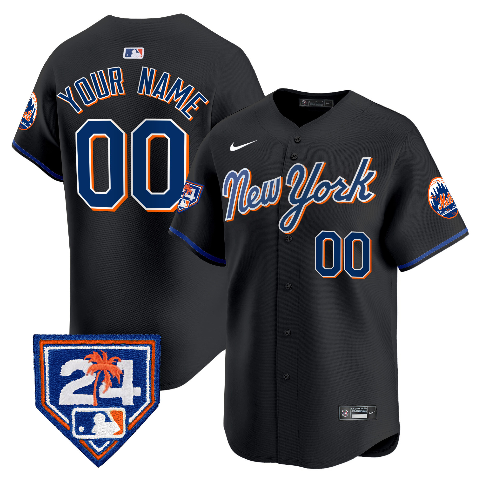 New York Mets 2024 Spring Training Vapor Premier Limited Custom Black Jersey - All Stitched