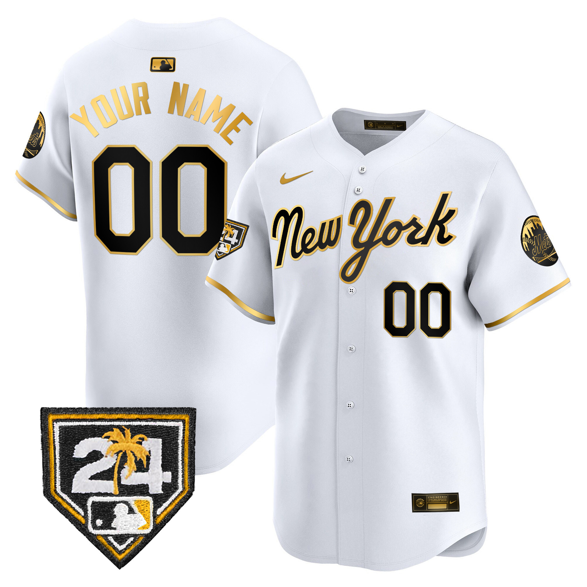New York Mets 2024 Spring Training Vapor Premier Limited Custom White Gold Jersey - All Stitched