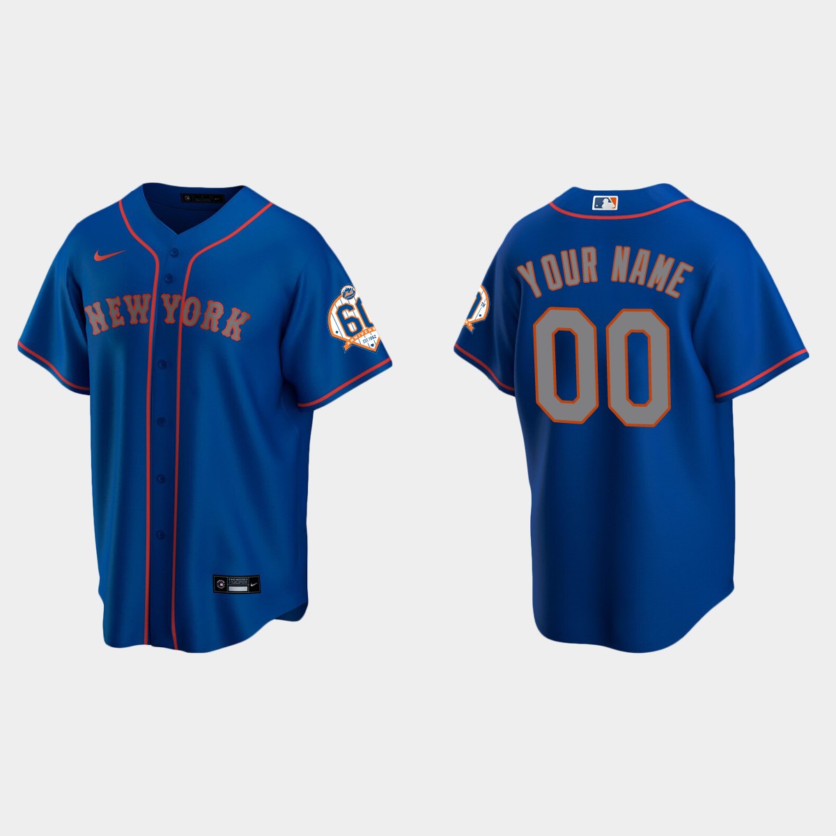 New York Mets Custom 60th Anniversary Jersey - Royal