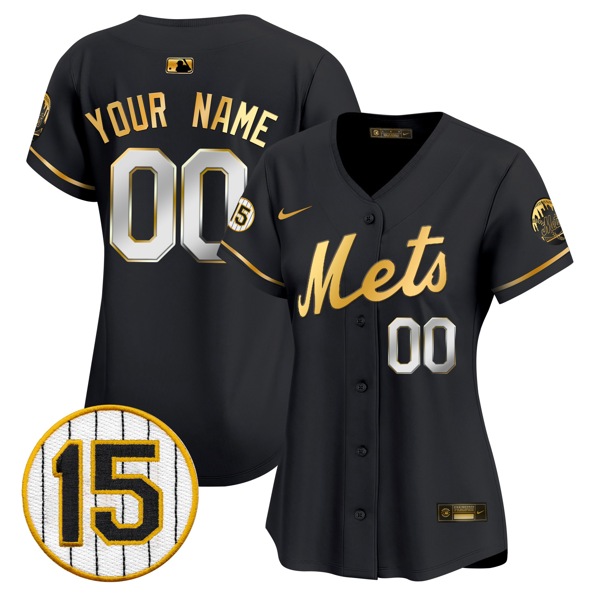 New York Mets Jerry Grote Patch Vapor Premier Limited Custom Black Gold Jersey - All Stitched