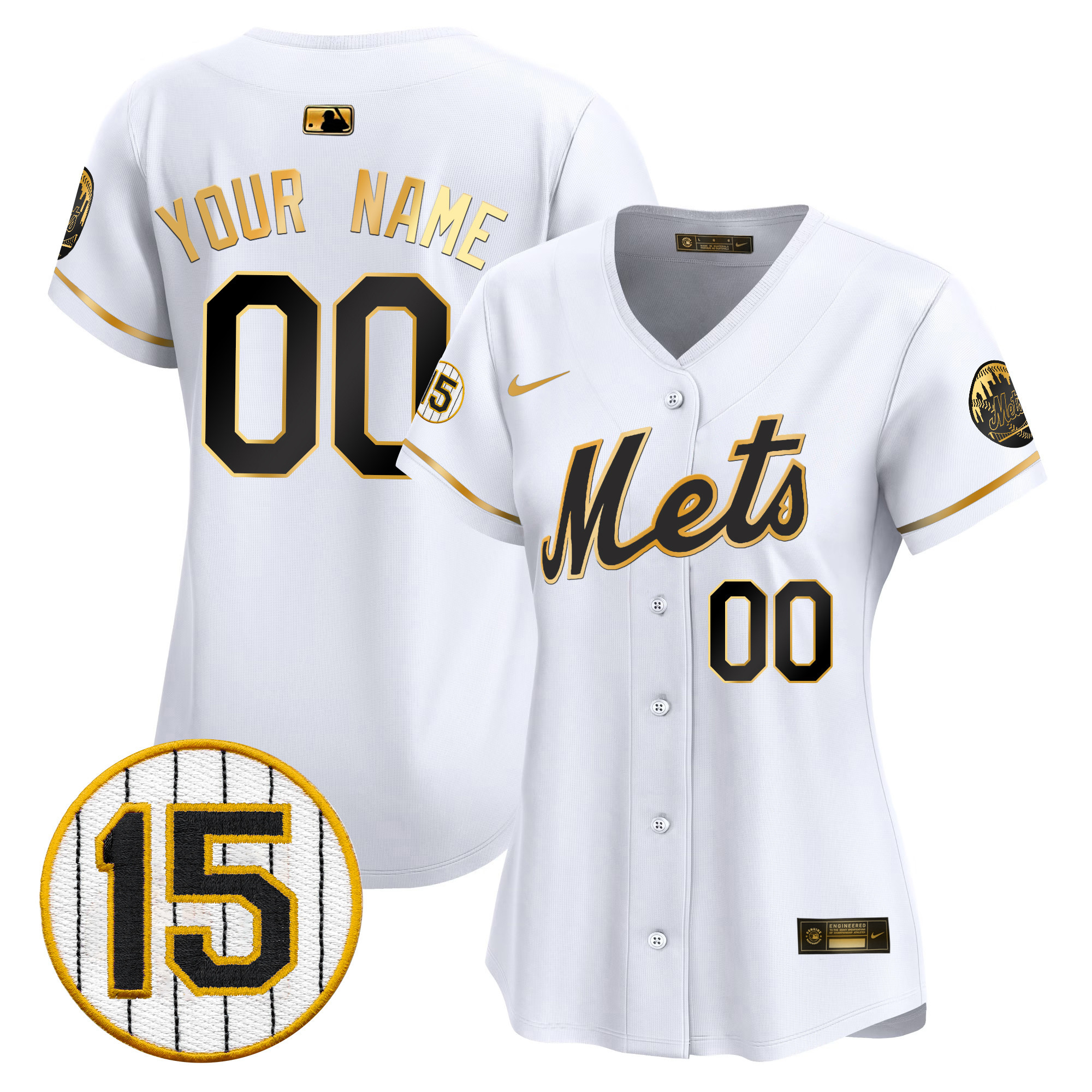 New York Mets Jerry Grote Patch Vapor Premier Limited Custom White Gold Jersey - All Stitched