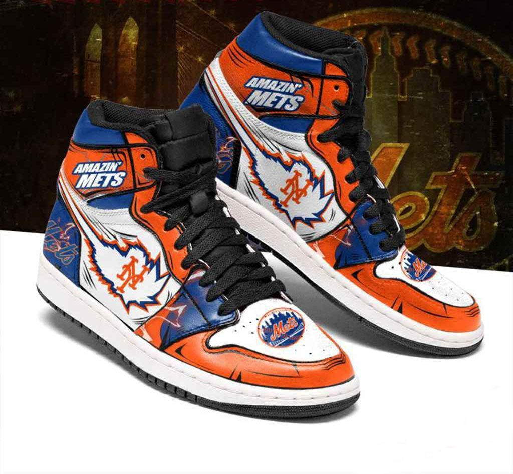 New York Mets MLB baseball Fashion Sneakers Basketball Shoes Leather High Top Air Jordan Sneaker, Air Jordan Hightop