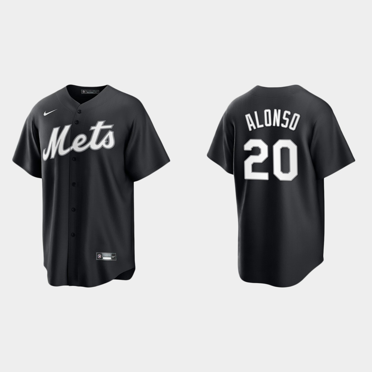 New York Mets Pete Alonso 2021 All Black Fashion Jersey - Black White