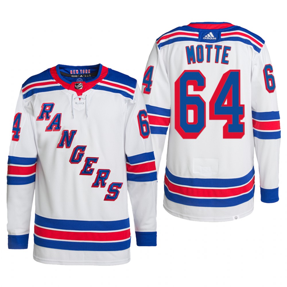 New York Rangers 2022 Away Jersey Tyler Motte White #64 Primegreen Pro Uniform