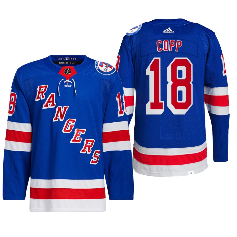 New York Rangers 2022 Home Jersey Andrew Copp Blue #18 Primegreen Pro Uniform