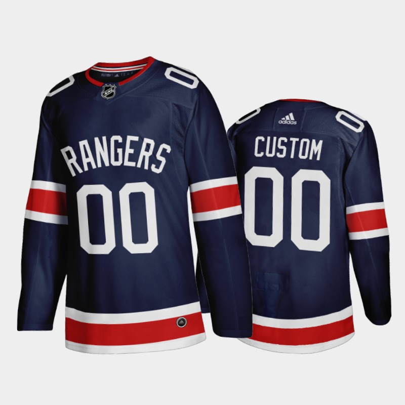 New York Rangers Custom #00 2021 Reverse Retro Navy Jersey