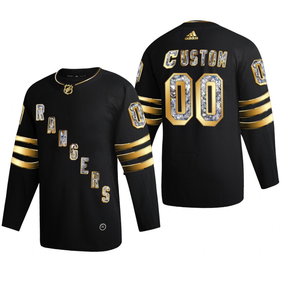 New York Rangers Custom #00 Diamond Edition 2022 Stanley Cup Playoffs Black Jersey