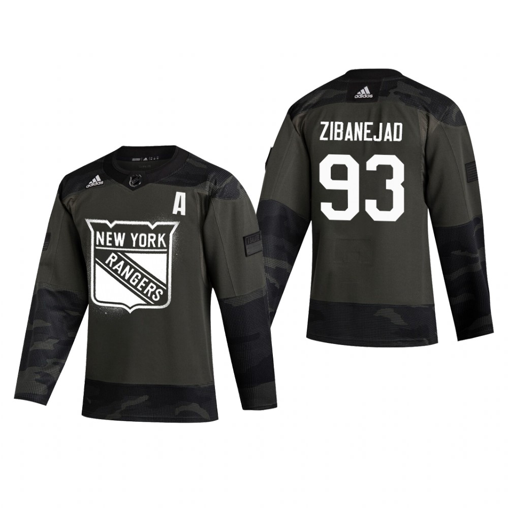 New York Rangers Mika Zibanejad #93 2019 Veterans Day Camo Practice Jersey