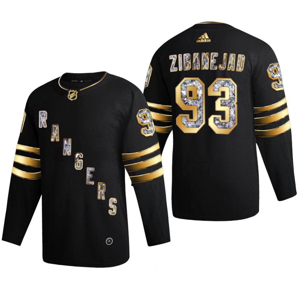 New York Rangers Mika Zibanejad #93 Diamond Edition 2022 Stanley Cup Playoffs Black Jersey