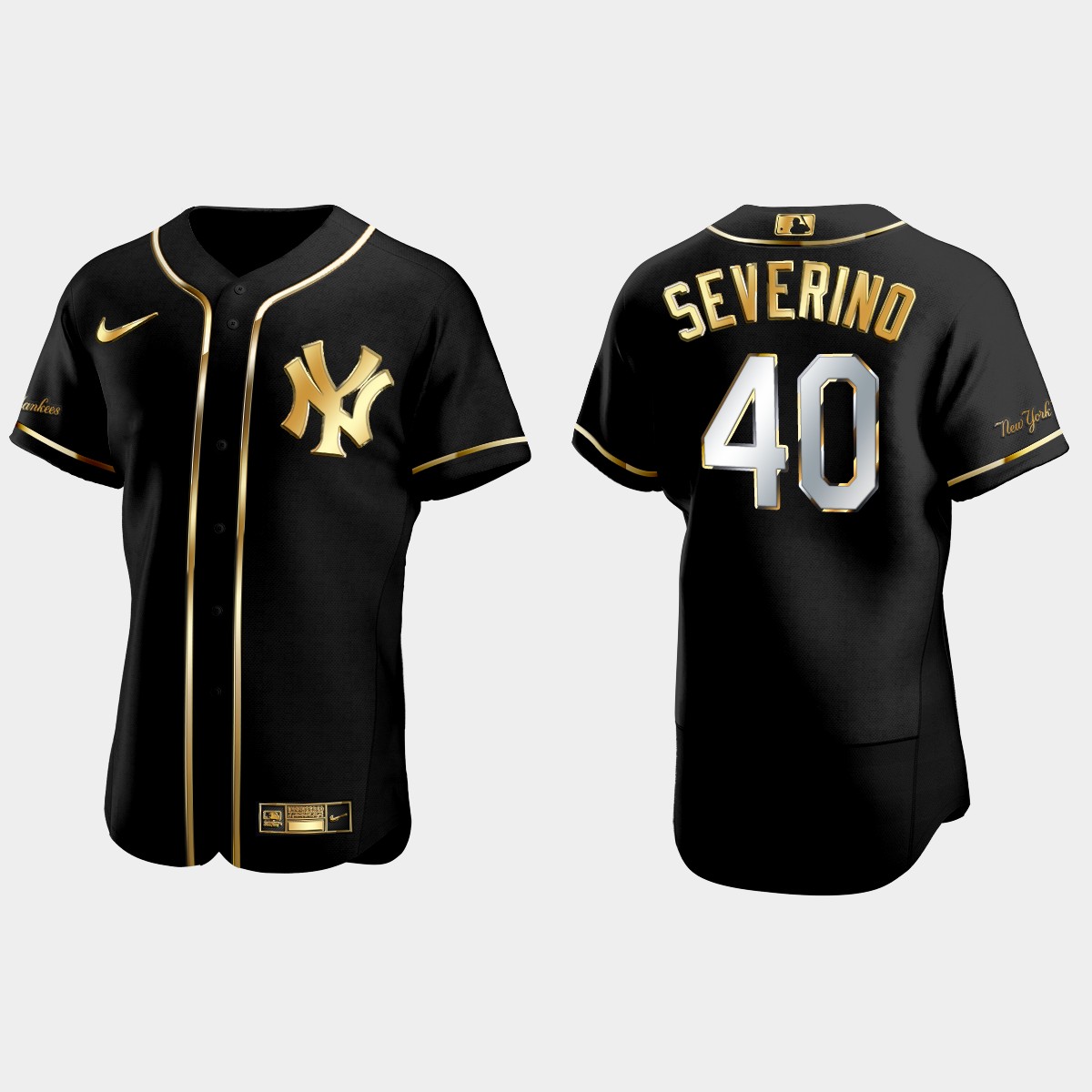 New York Yankees #40 Luis Severino Golden Edition Jersey - Black