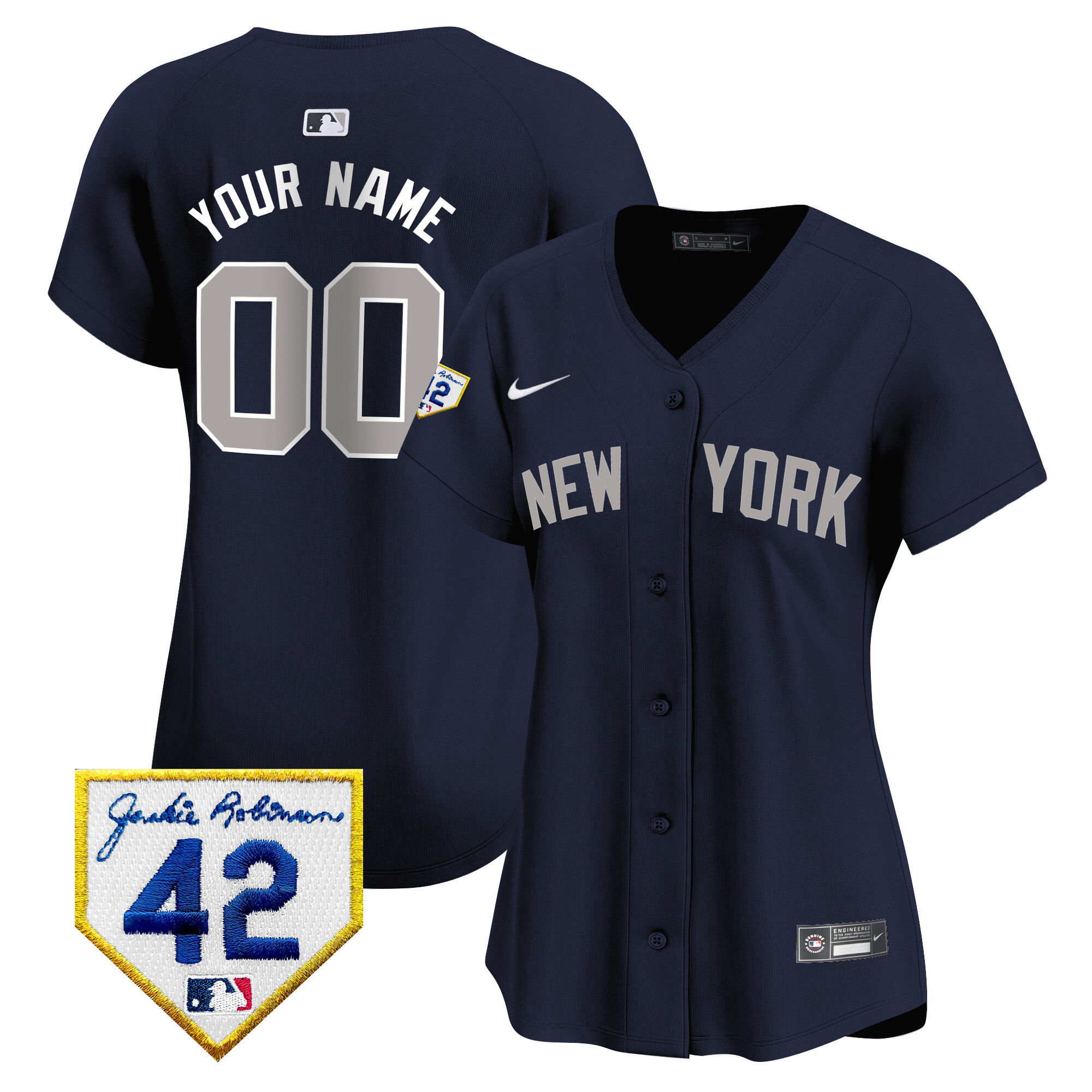 New York Yankees 2024 Jackie Robinson Patch Vapor Premier Limited Custom Alternate Jersey - All Stitched