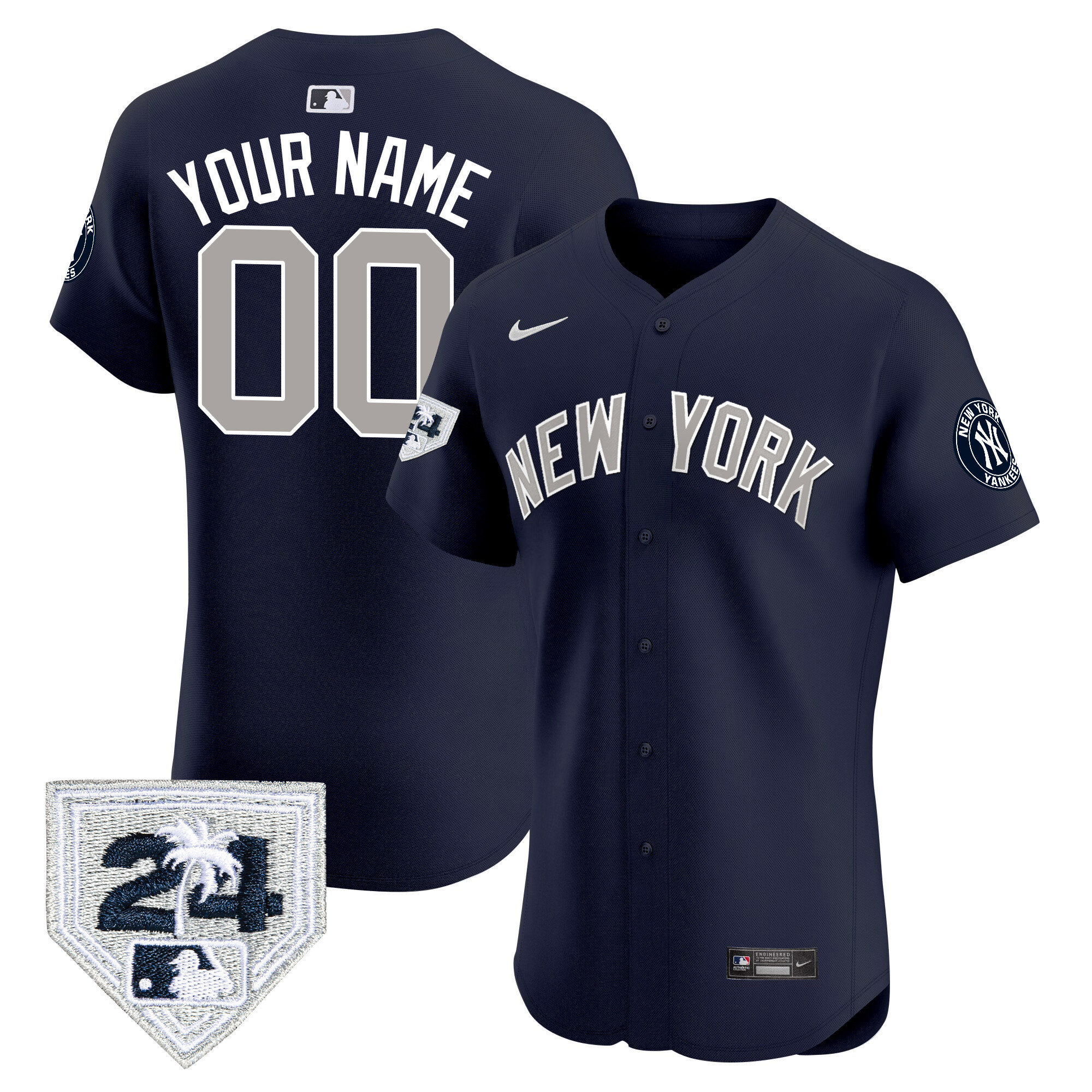 New York Yankees 2024 Spring Training Patch Vapor Premier Elite Custom V2 Alternate Jersey - All Stitched