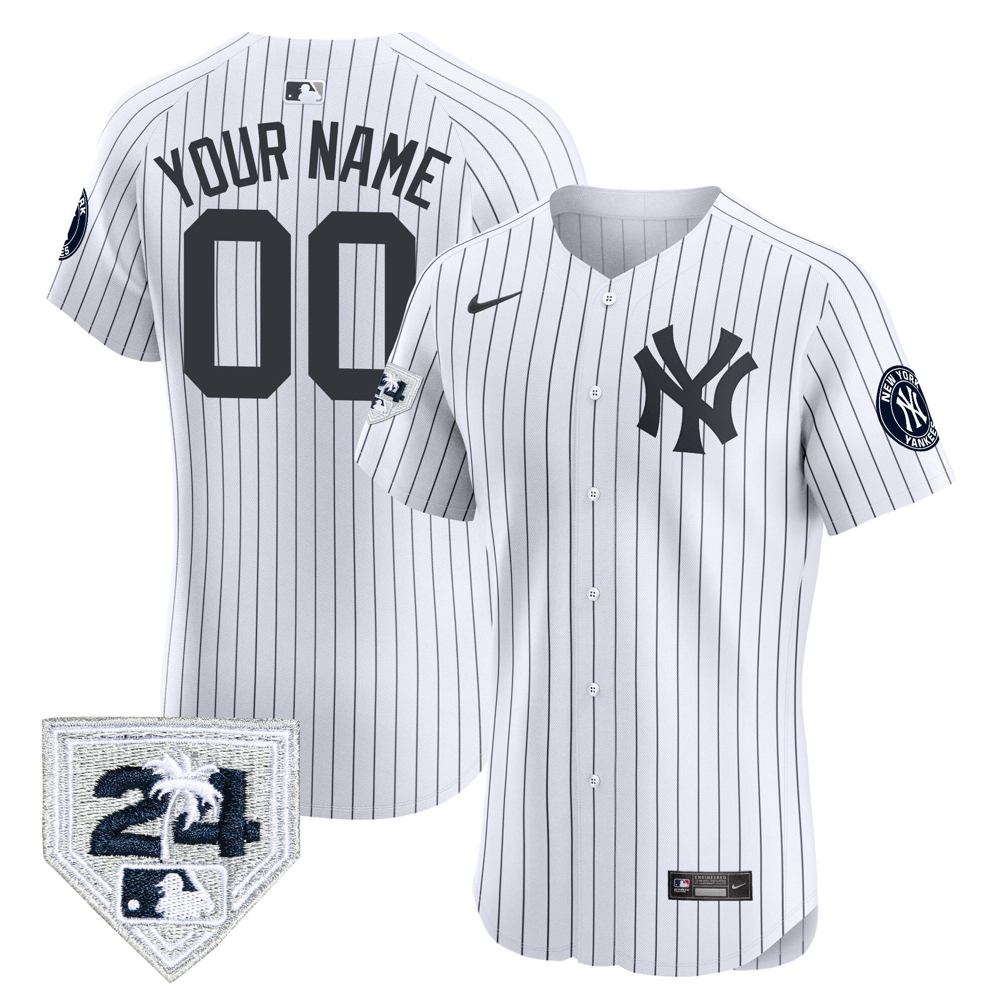 New York Yankees 2024 Spring Training Patch Vapor Premier Elite Custom V2 White Jersey - All Stitched