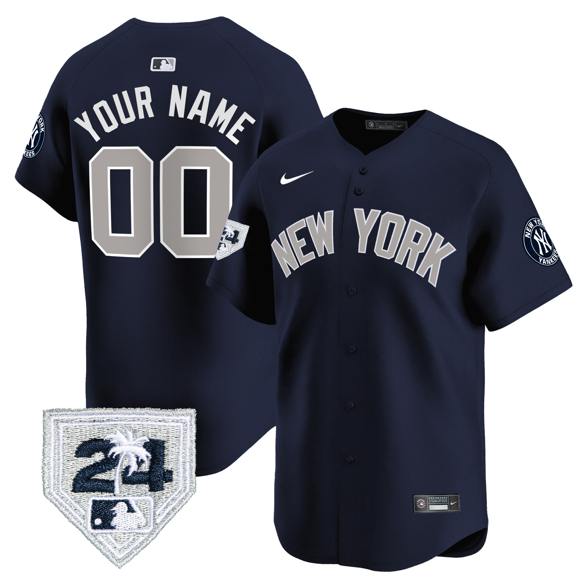 New York Yankees 2024 Spring Training Patch Vapor Premier Limited Custom V2 Alternate Jersey - All Stitched