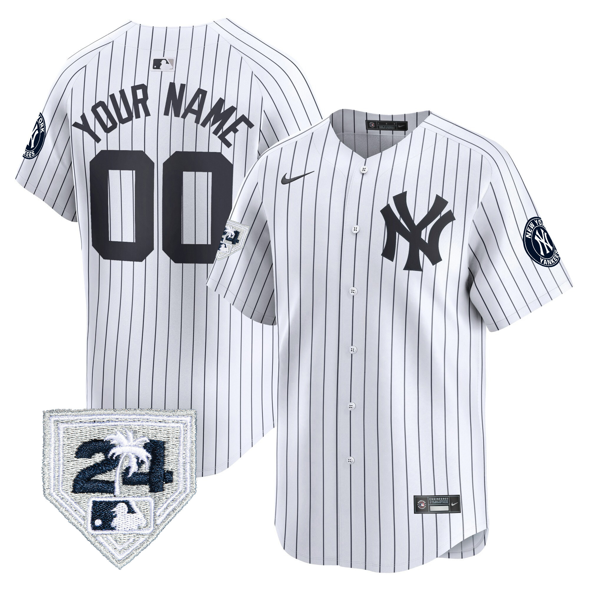 New York Yankees 2024 Spring Training Patch Vapor Premier Limited Custom V2 White Jersey - All Stitched
