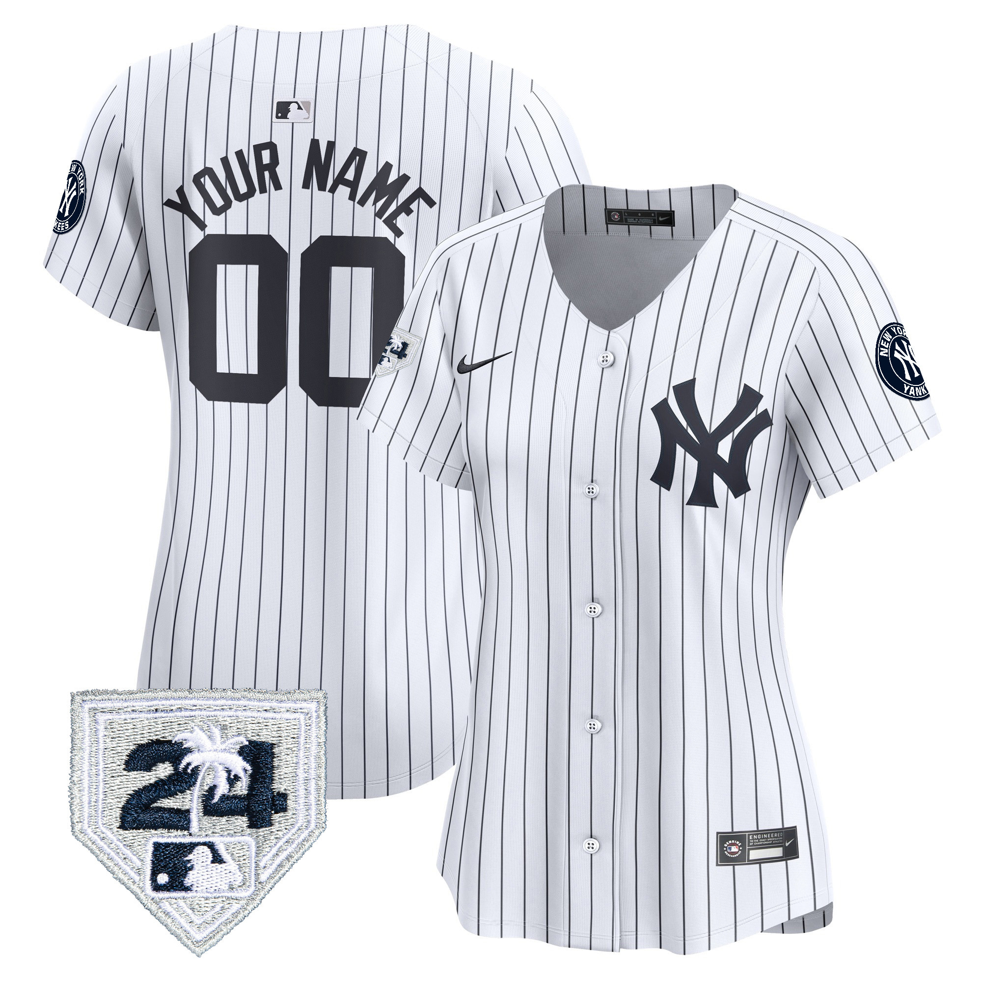New York Yankees 2024 Spring Training Patch Vapor Premier Limited Custom V2 White Jersey - All Stitched