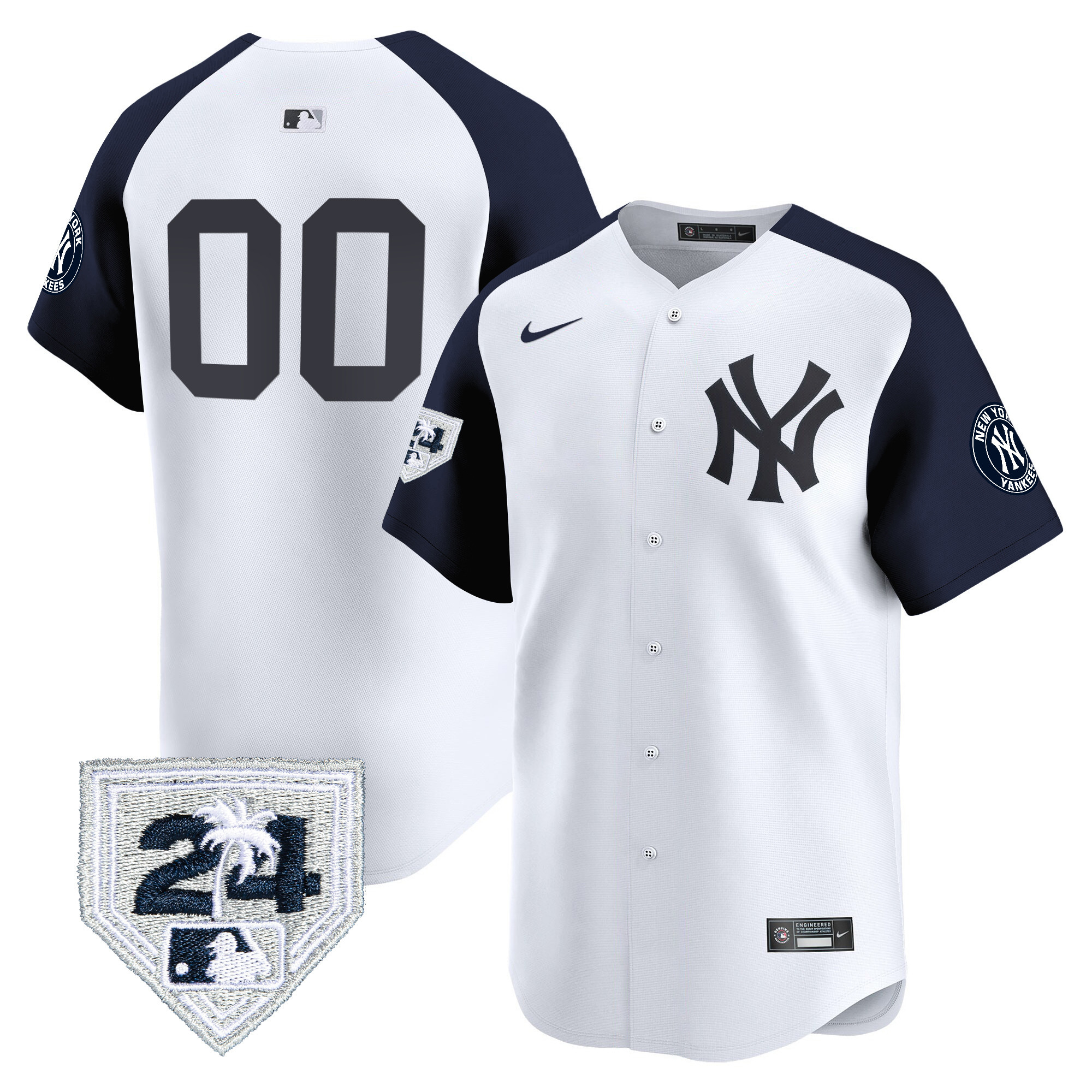 New York Yankees 2024 Spring Training Patch Vapor Premier Limited Custom V5 White Alternate Jersey - All Stitched
