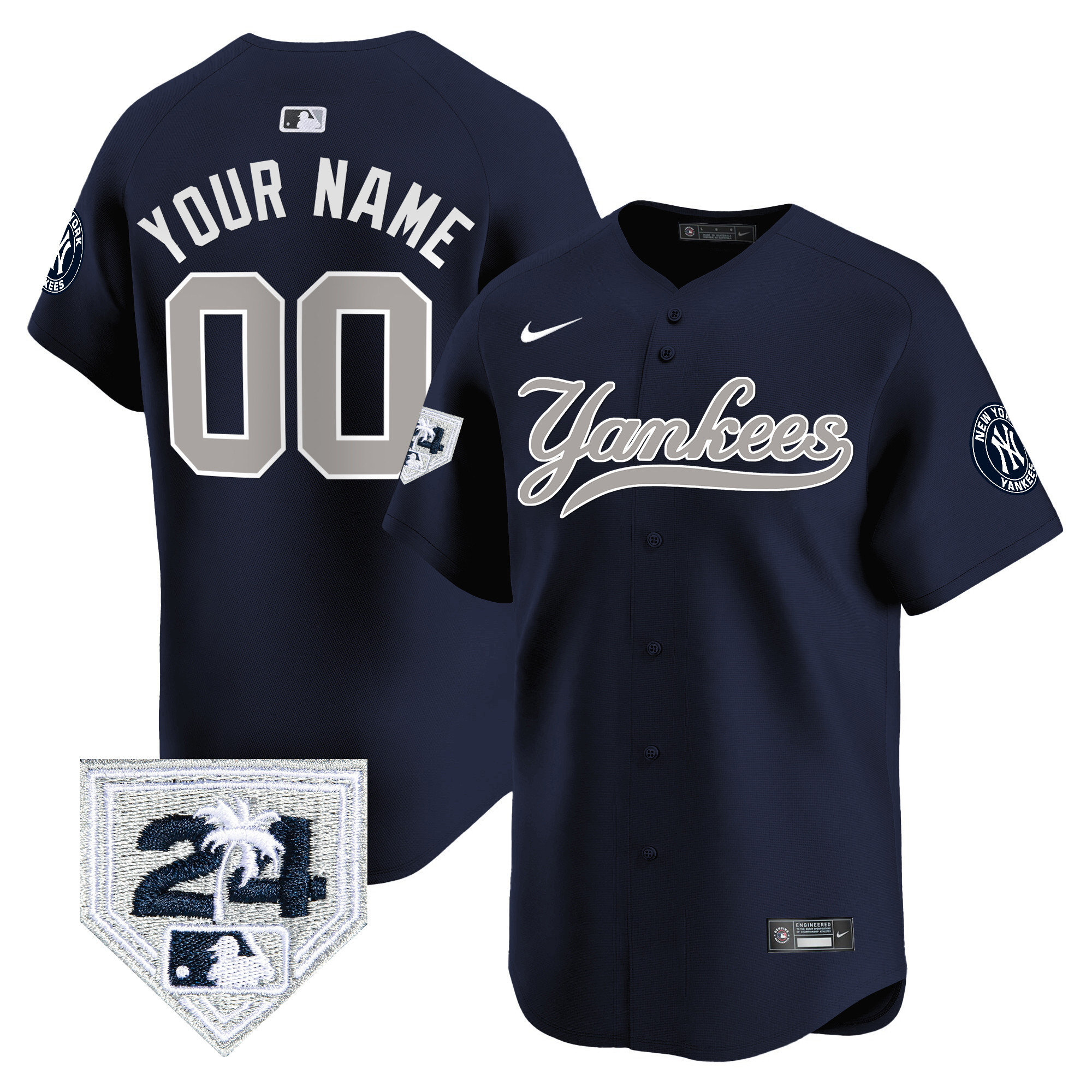 New York Yankees 2024 Spring Training Patch Vapor Premier Limited Custom V6 Alternate Jersey - All Stitched
