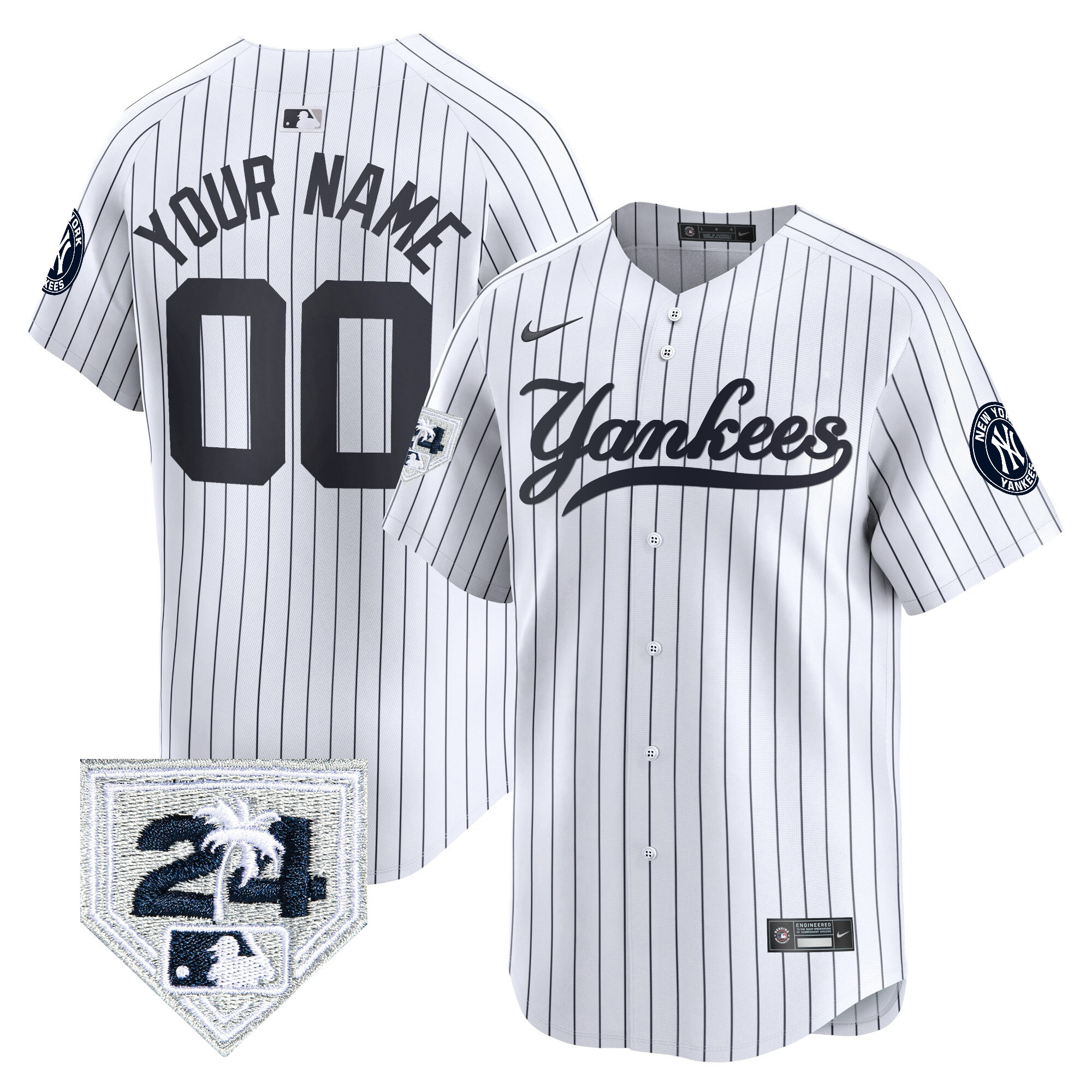 New York Yankees 2024 Spring Training Patch Vapor Premier Limited Custom V6 White Jersey - All Stitched