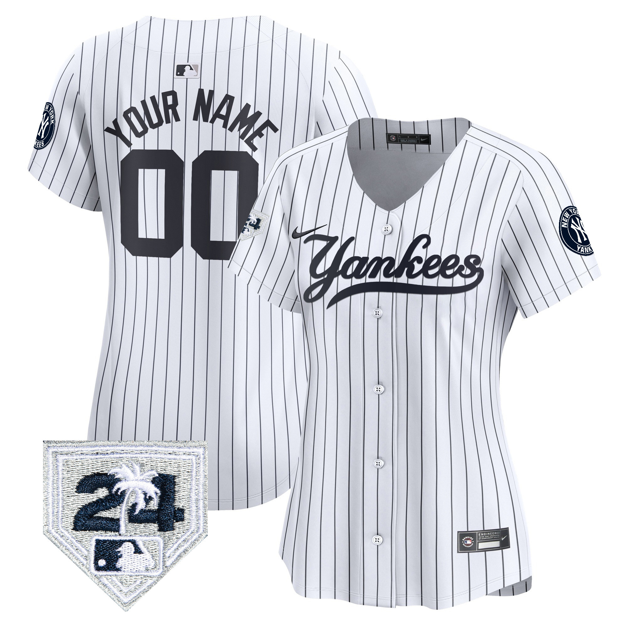 New York Yankees 2024 Spring Training Patch Vapor Premier Limited Custom V6 White Jersey - All Stitched