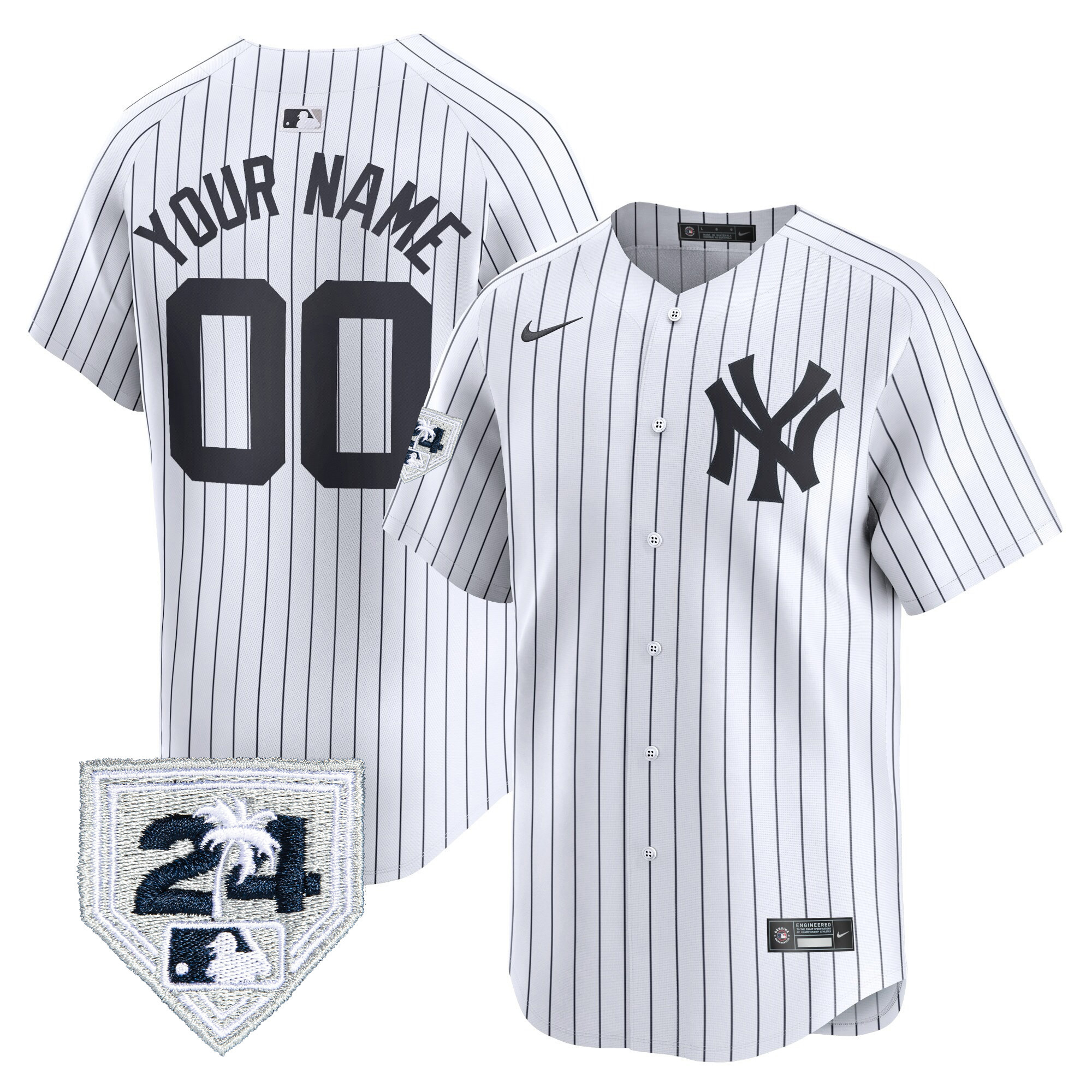 New York Yankees 2024 Spring Training Patch Vapor Premier Limited Custom White Jersey - All Stitched