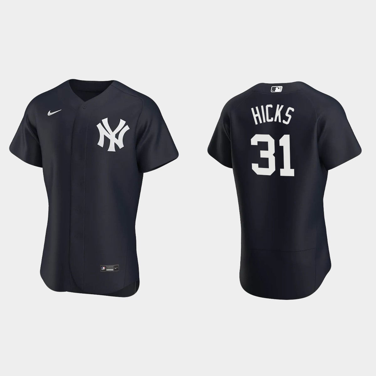 New York Yankees Aaron Hicks #31 Navy Team Logo 2020 Alternate Jersey