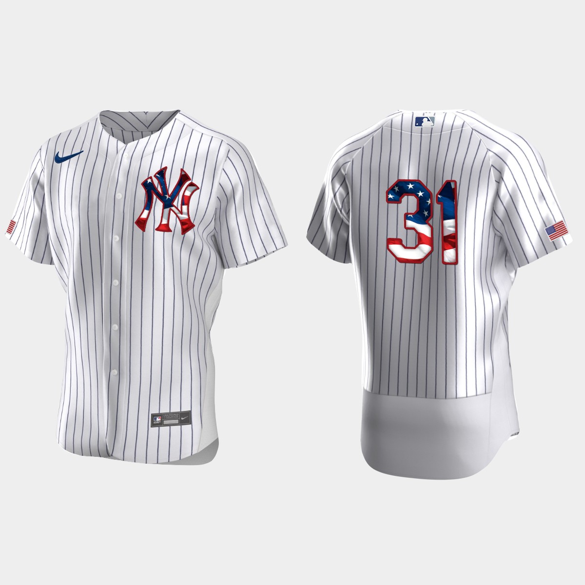 New York Yankees Aaron Hicks 2020 Stars And Stripes 4th of July Jersey - White