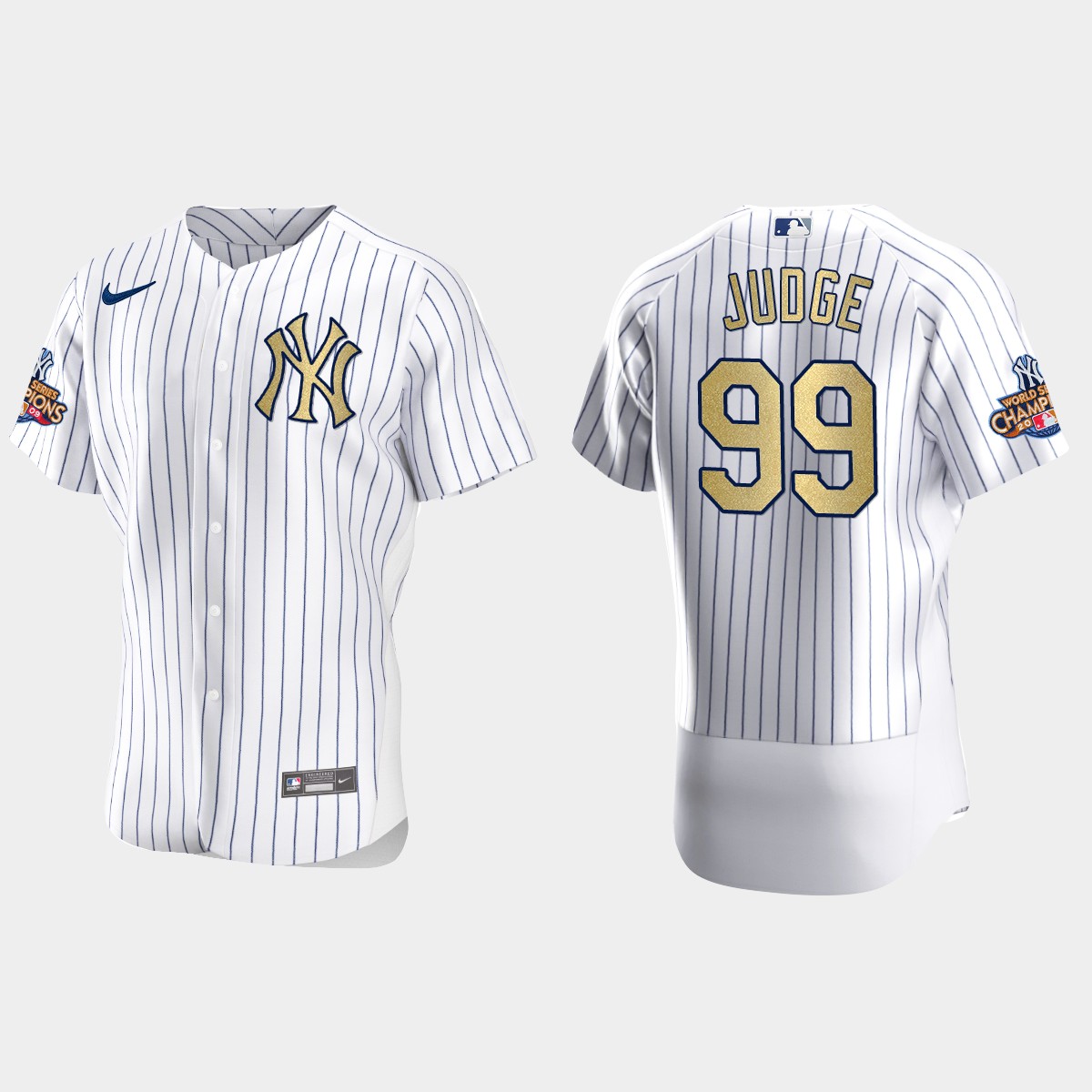 New York Yankees Aaron Judge White Gold 2009 World Series Champions Jersey
