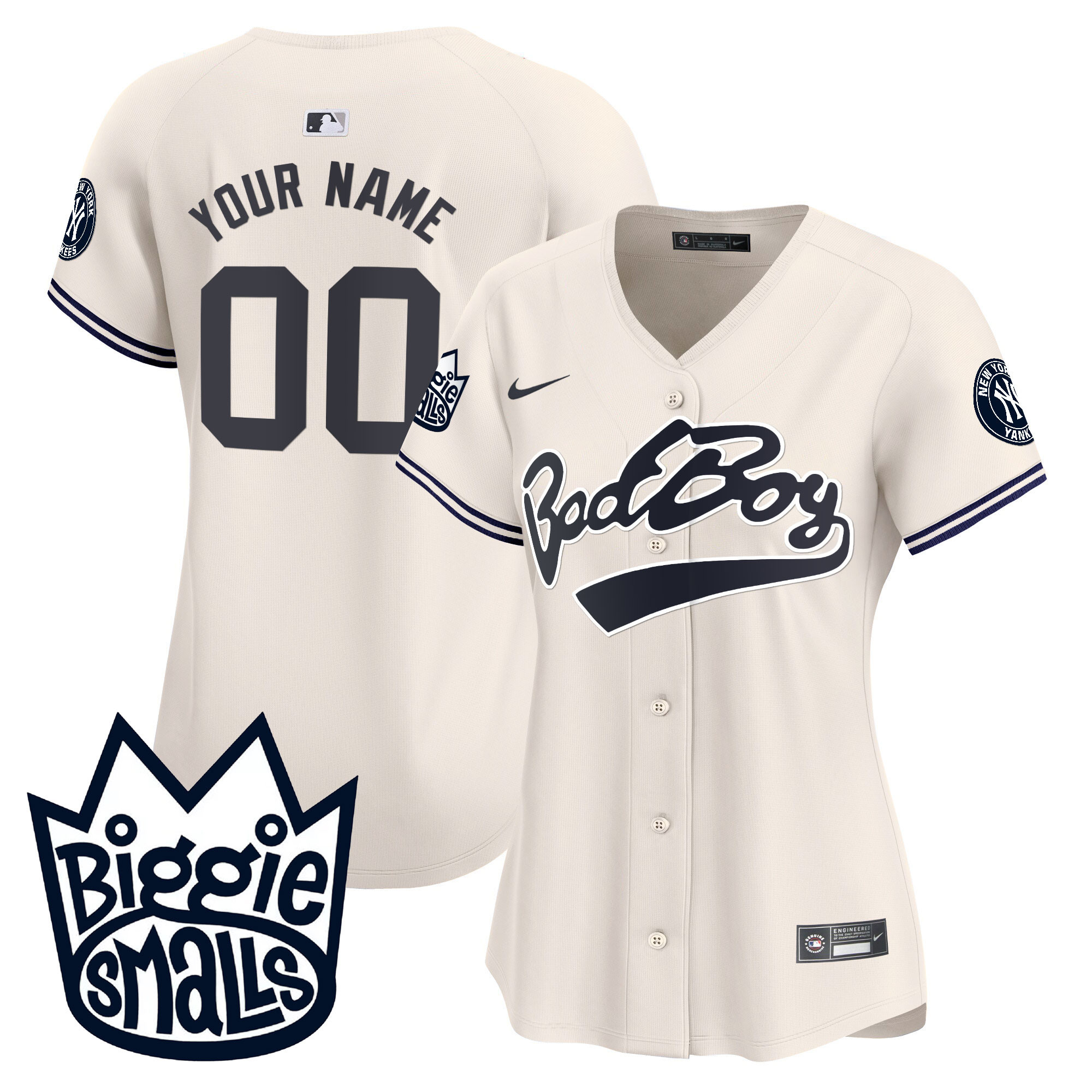 New York Yankees Biggie Smalls Vapor Premier Limited Custom Cream Jersey - All Stitched