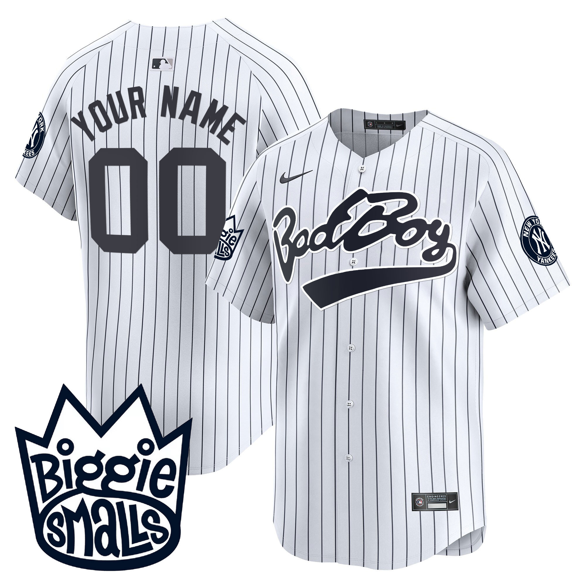 New York Yankees Biggie Smalls Vapor Premier Limited Custom White Jersey - All Stitched