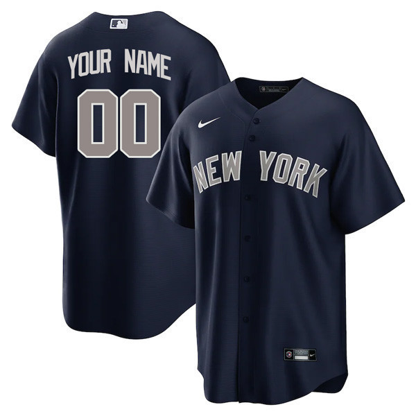 New York Yankees Custom Name And Number Navy Cool Base Jersey - All Stitched