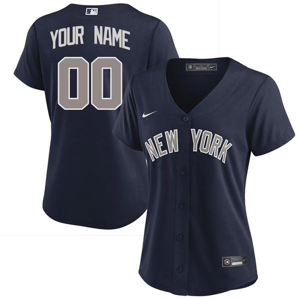 New York Yankees Custom Name And Number Navy Flex Base Jersey - All Stitched