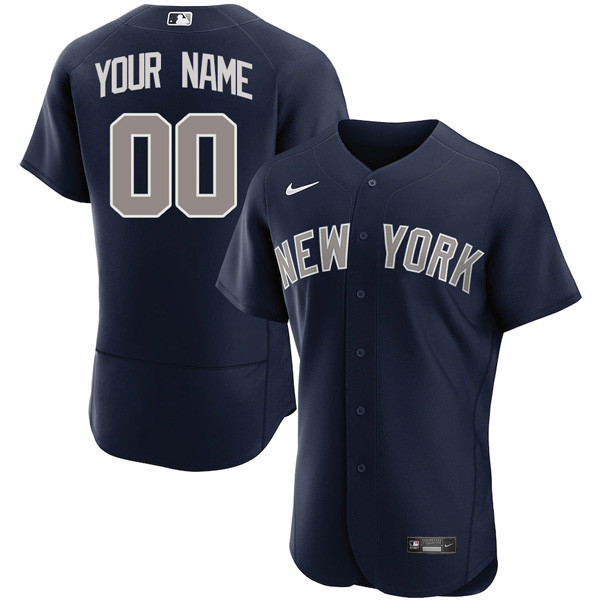 New York Yankees Custom Name And Number Navy Flex Base Jersey - All Stitched