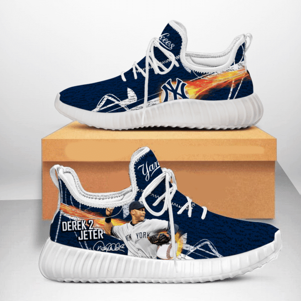 New York Yankees Derek2 Jeter Teams Football Big Logo Shoes White Shoes 4 Fan Gift Idea Running Walking Shoes Reze Sneakers Tl97