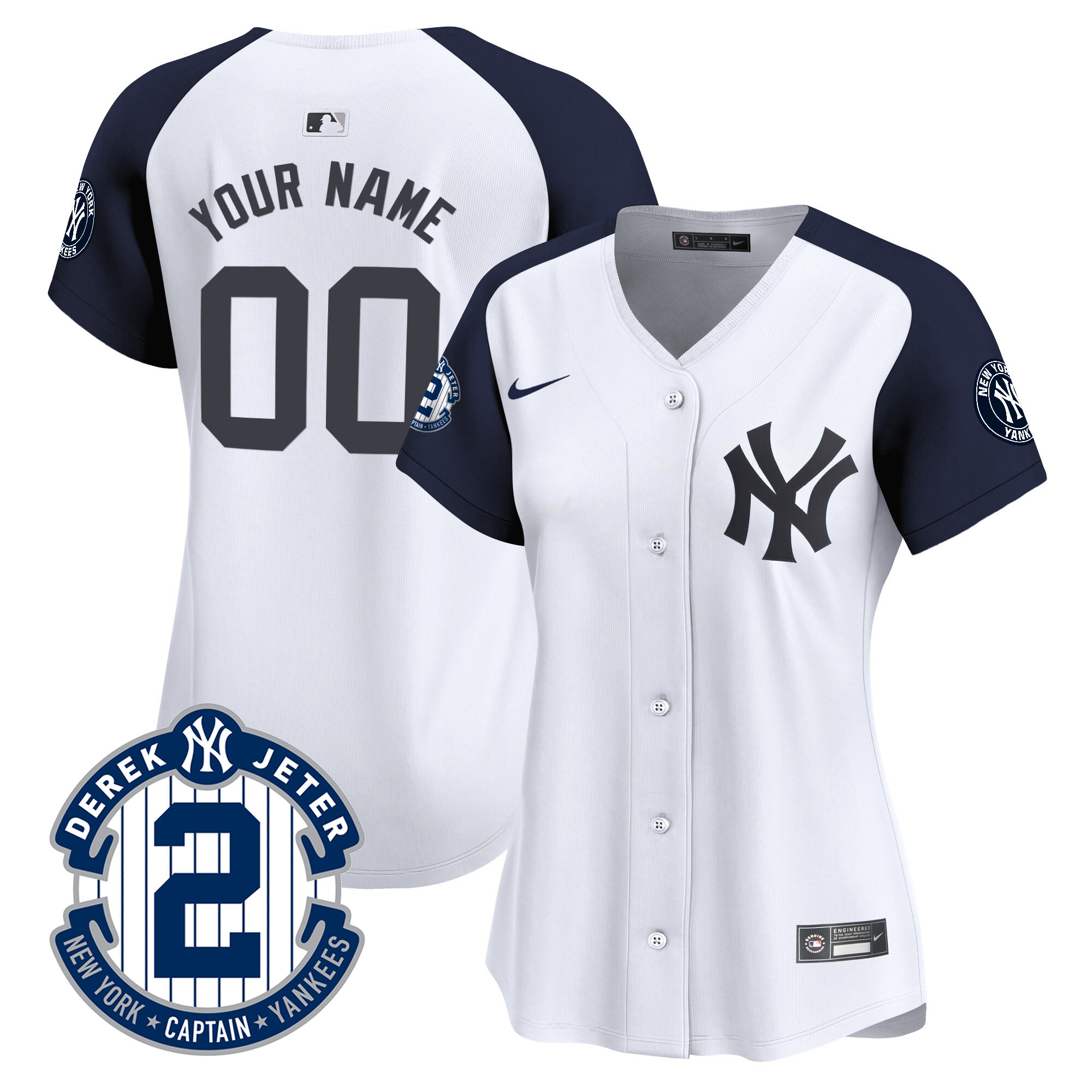 New York Yankees Derek Jeter Patch Vapor Premier Limited Custom White Alternate Jersey - All Stitched