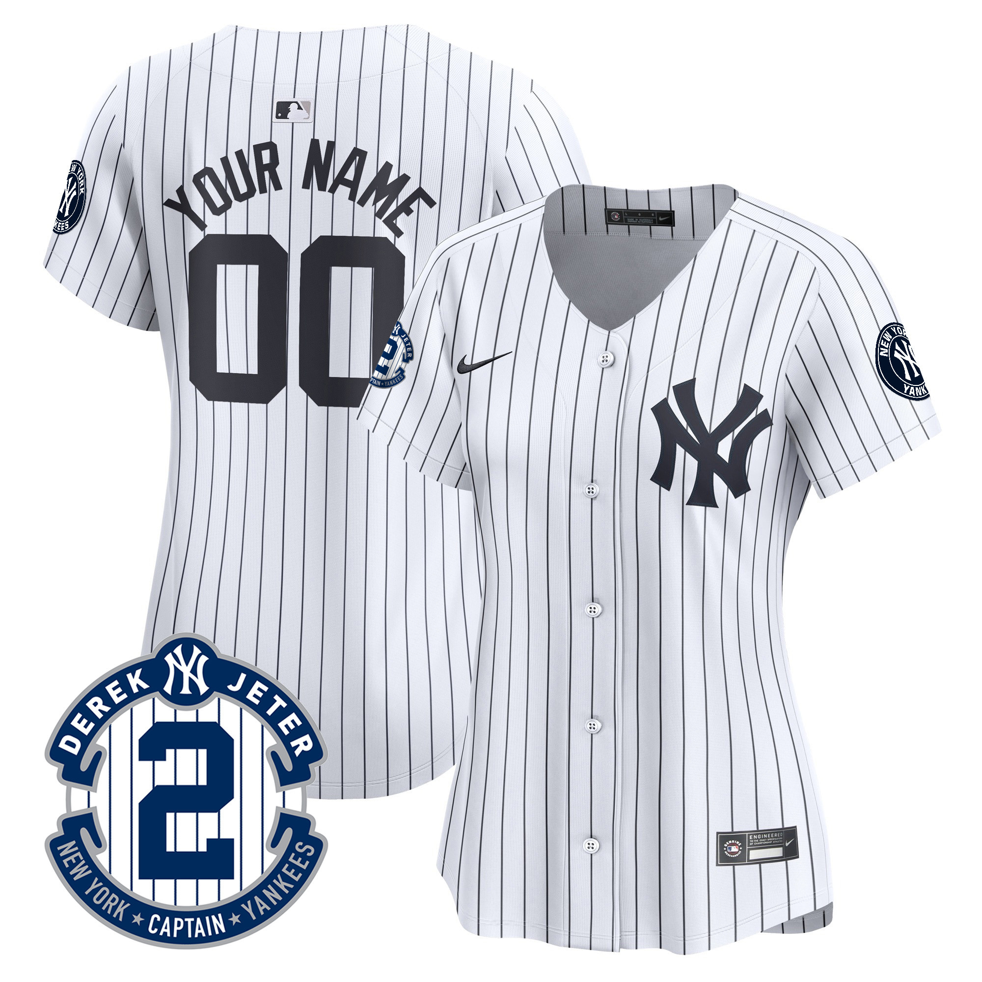 New York Yankees Derek Jeter Patch Vapor Premier Limited Custom White Jersey - All Stitched