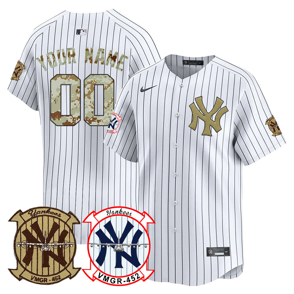 New York Yankees Desert USMC Alternate Vapor Premier Limited Custom White Jersey - All Stitched