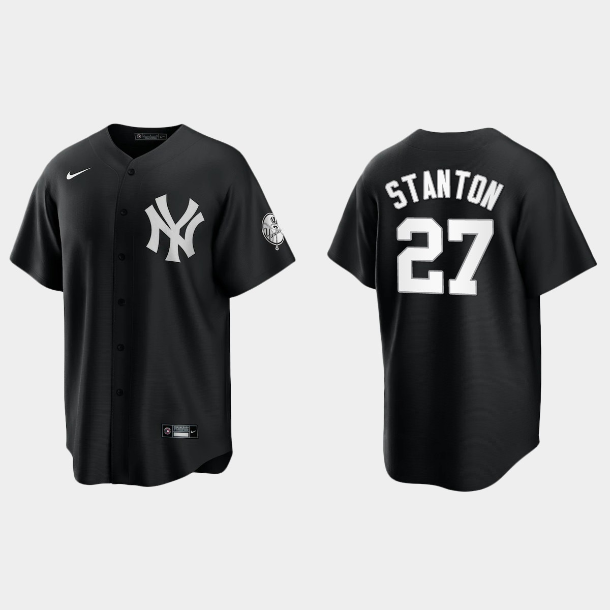 New York Yankees Giancarlo Stanton 2021 All Black Fashion Jersey - Black White