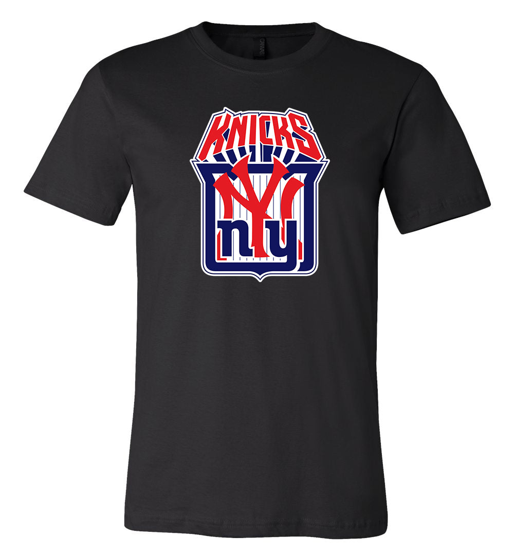 New York Yankees Giants Knicks Mash Up Logo T-Shirt 6 Sizes Xl!!