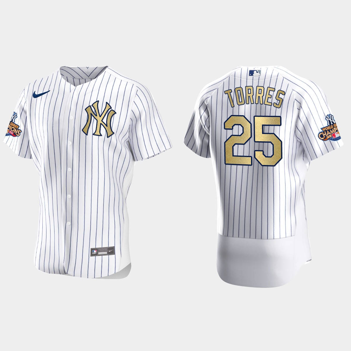 New York Yankees Gleyber Torres White Gold 2009 World Series Champions Jersey