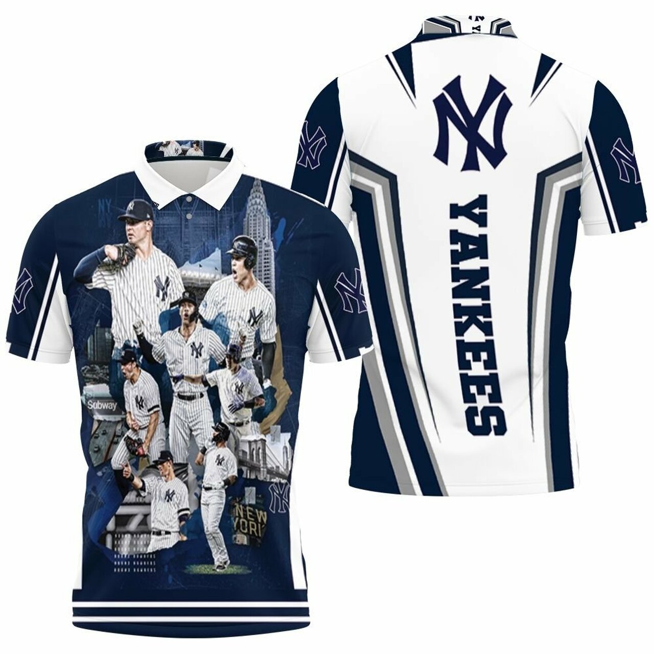 New York Yankees Great Players Lineup Polo Shirt Model