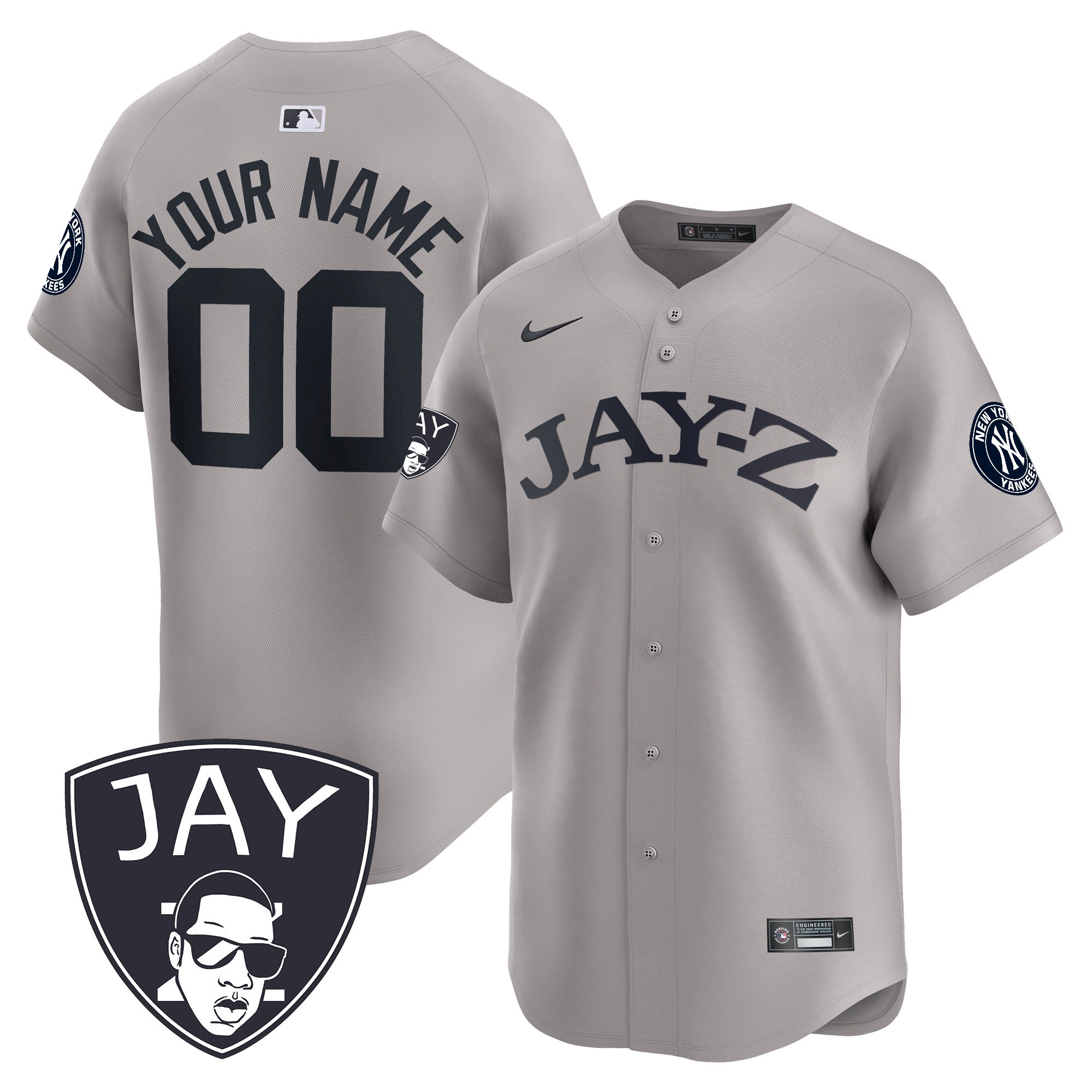 New York Yankees Jay-Z Vapor Premier Limited Custom Gray Jersey - All Stitched