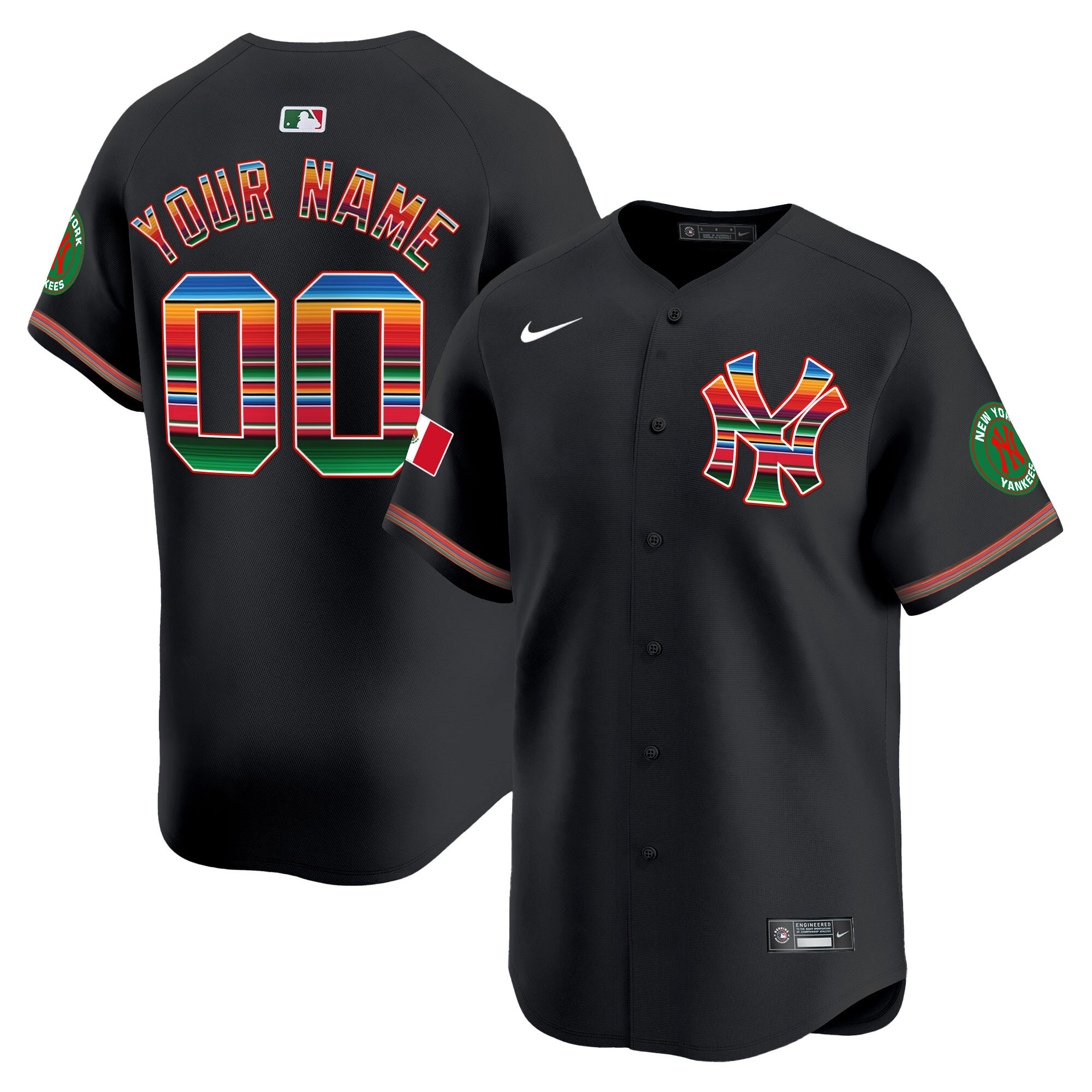 New York Yankees Mexico Vapor Premier Limited Custom Black Jersey - All Stitched