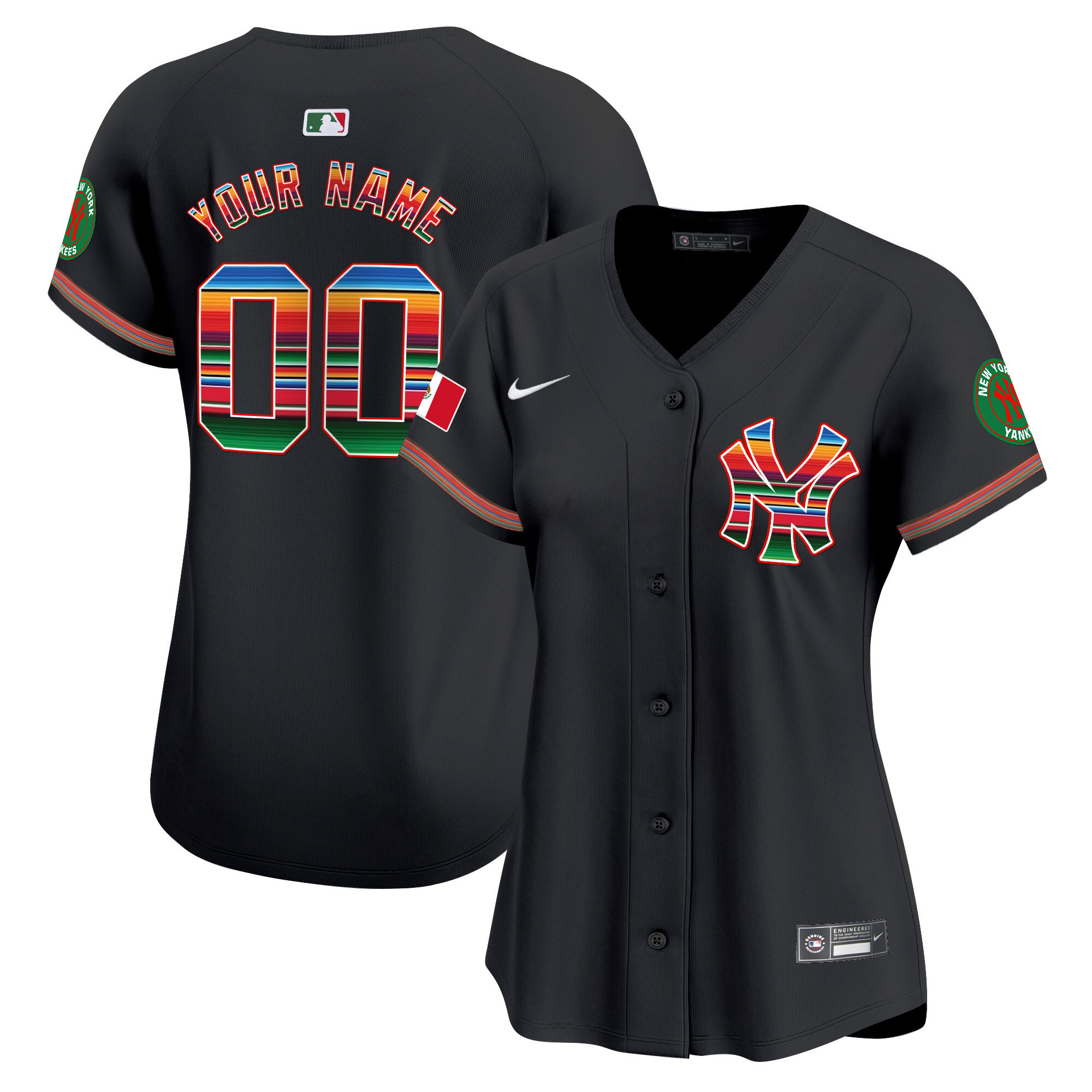 New York Yankees Mexico Vapor Premier Limited Custom Black Jersey - All Stitched