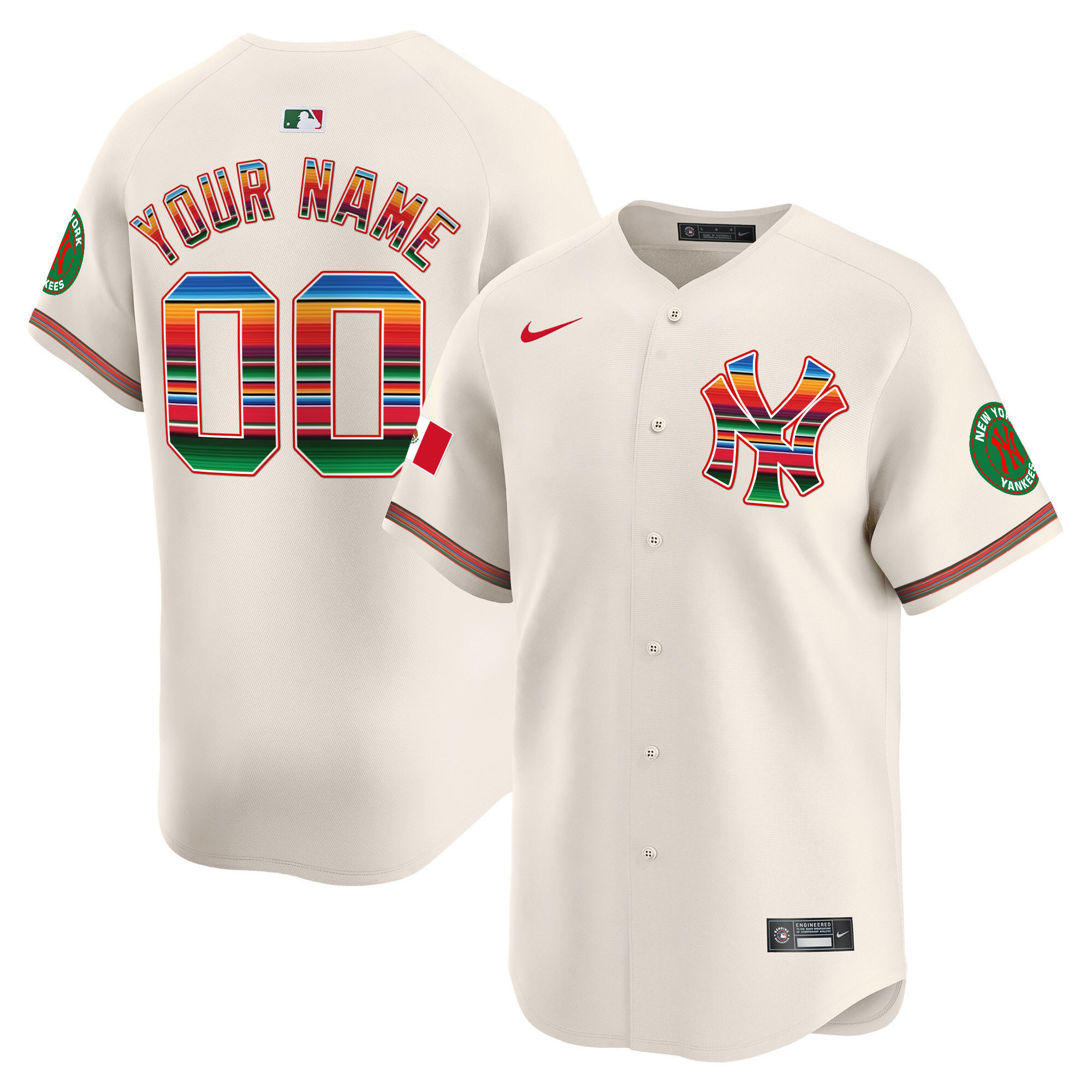 New York Yankees Mexico Vapor Premier Limited Custom Cream Jersey - All Stitched